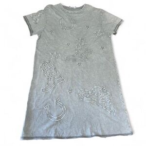 Gray Western T-Shirt Dress